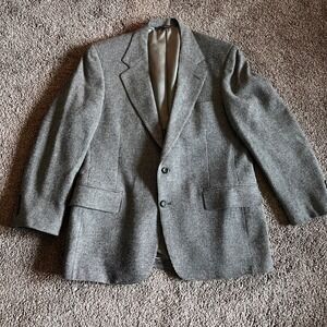 Cricketeer Harris & Frank Houndstooth Blazer Sport Coat‎ Two Button Gray